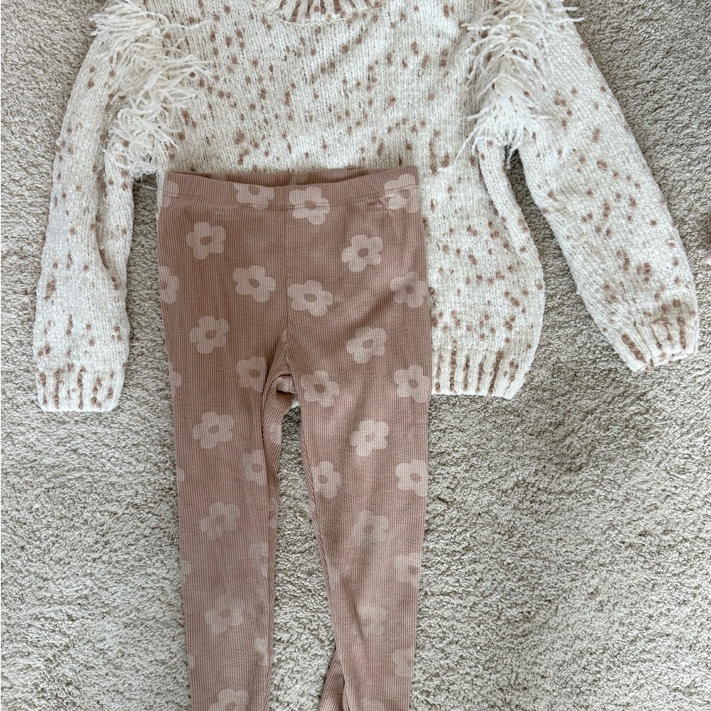 Jessica Cream and Brown Speckled Sweater and pant set